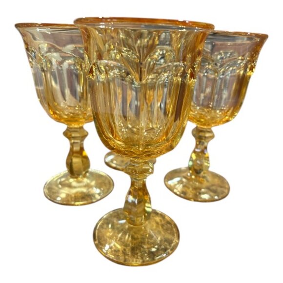Old Williamsburg Yellow Water Goblet - Four Goblets - Picture 2 of 5